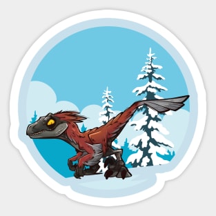 Red Pyroraptor: Fire and Ice Sticker